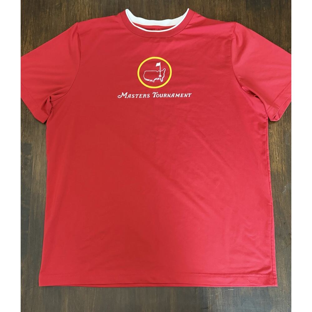 Masters Performance Mens Large Red Short Sleeve Golf T-Shirt Logo Medium
